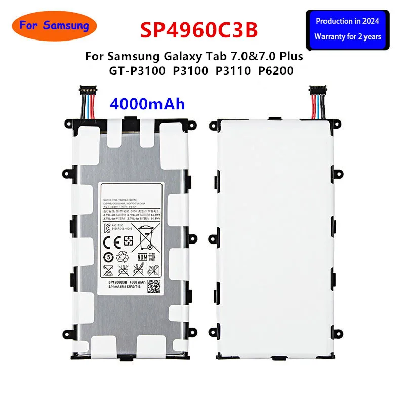 

Brand New Tablet SP4960C3B Battery 4000mAh For Samsung Galaxy Tab 2 7.0/7.0 Plus GT-P3100 P3100 P3110 P6200