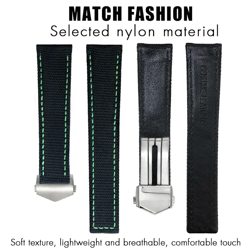 19 مللي متر 20 مللي متر 21 مللي متر 22 مللي متر تنفس النايلون قماش حزام الساعات ل تاغ هوير F1 Aquaracer كاريرا موناكو لينة النسيج حزام ساعة جلد