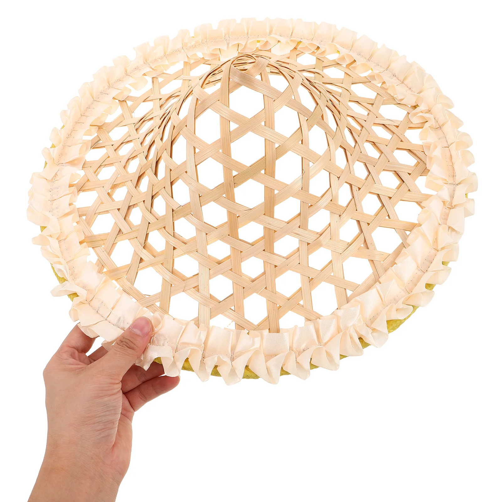 

Colorful Bamboo Woven Conical Hat Lightweight Breathable Stage Dance Cap for Kids Performance Outdoor Asian Traditional Rice