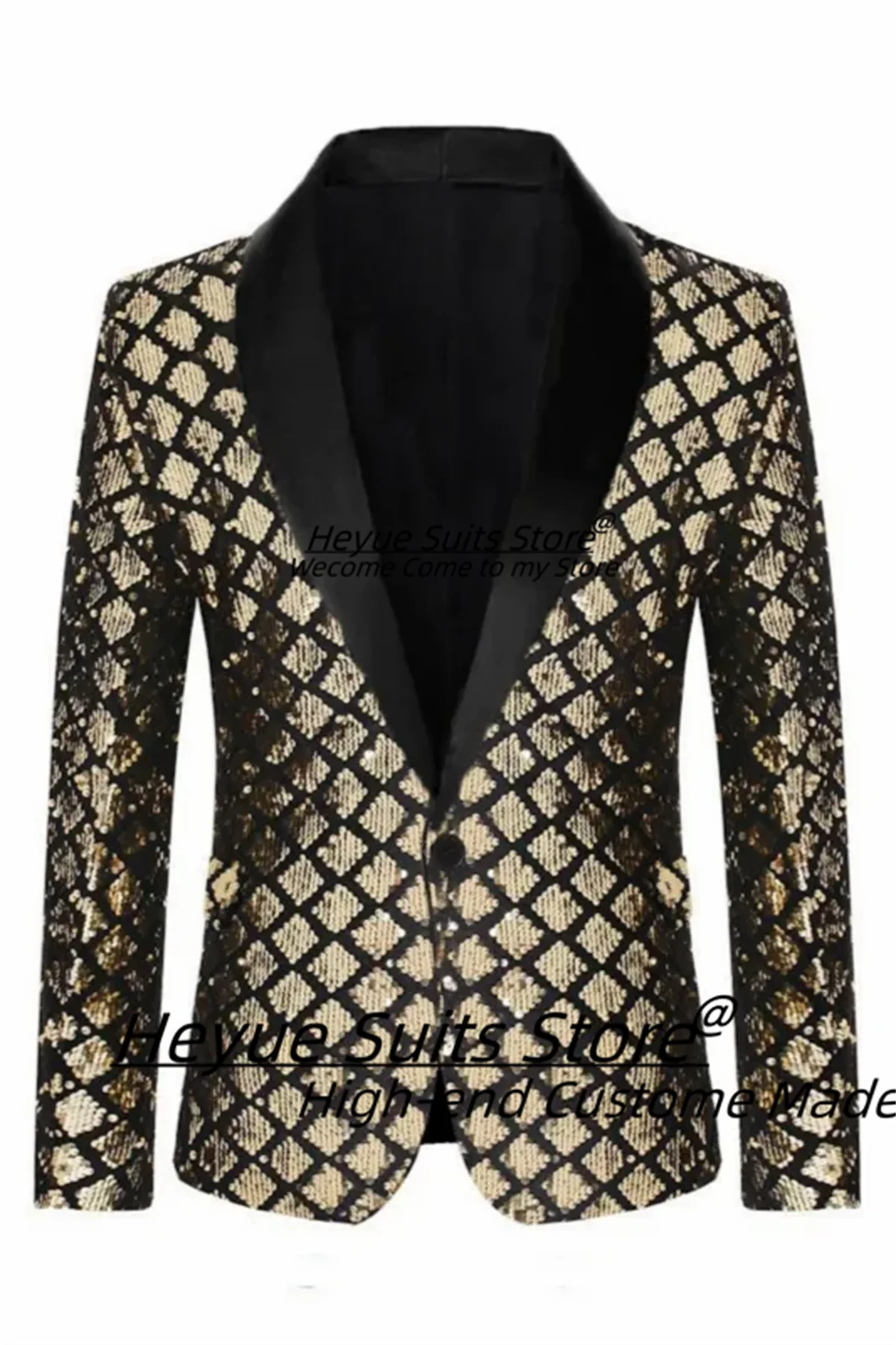 

Handsome Shiny Prom Men Suits Customized Slim Fit Shawl Lapel Groom Wedding Tuxedos 2 Pieces Sets Male Party Blazers Ropa Hombre