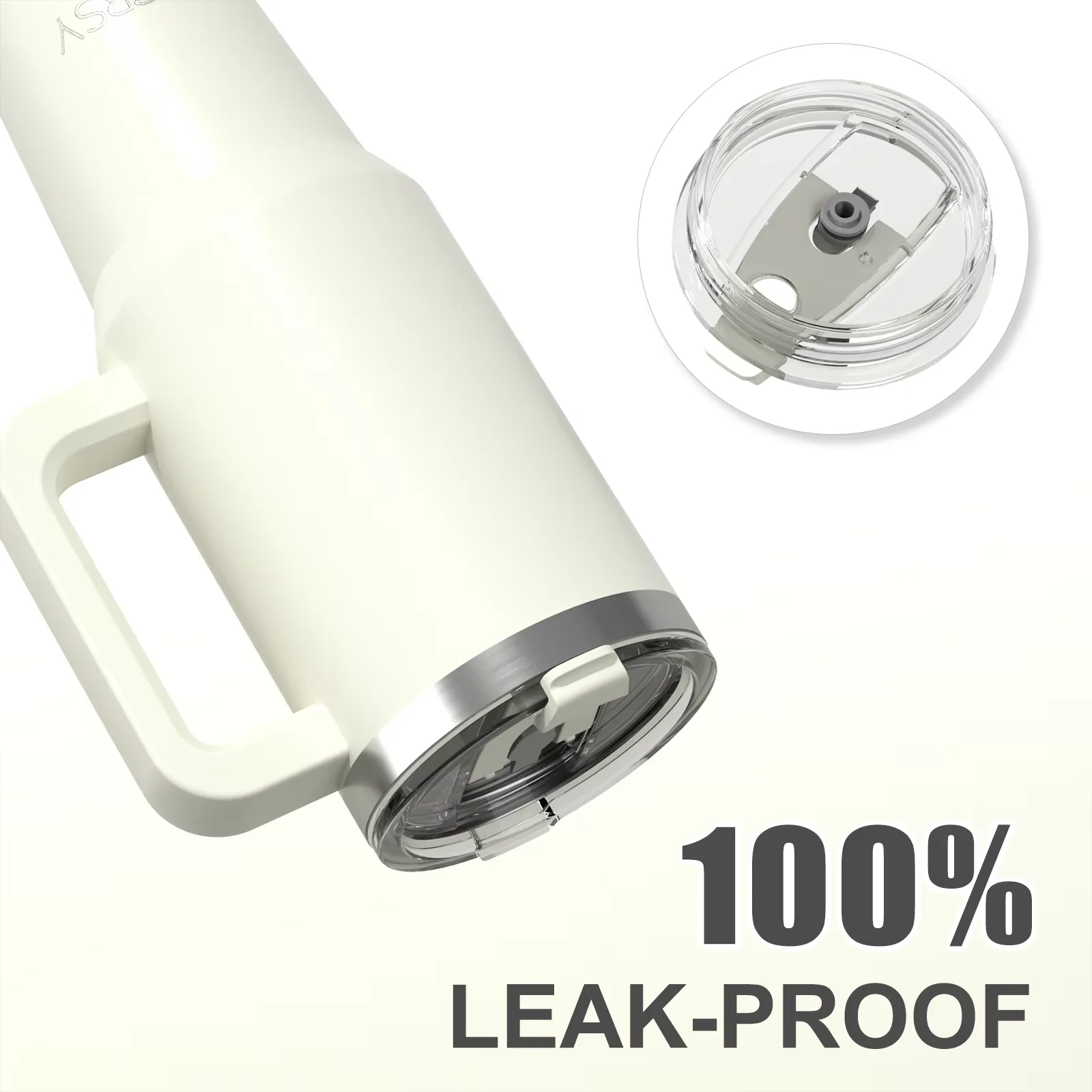 كوب ماء 20 أونصة/591 مل بمقبض، كوب معزول مانع للتسرب، مكنسة كهربائية من الفولاذ المقاوم للصدأ للقهوة، للسيارة والسفر