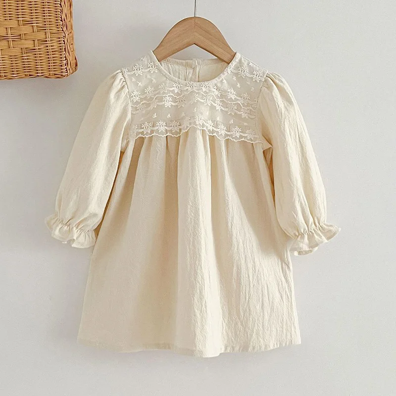 Spring Autumn Kids Baby Girls Long Sleeve Sweet Lace Princess Dress New Kids Baby Girls Dress Children Clothes Dress