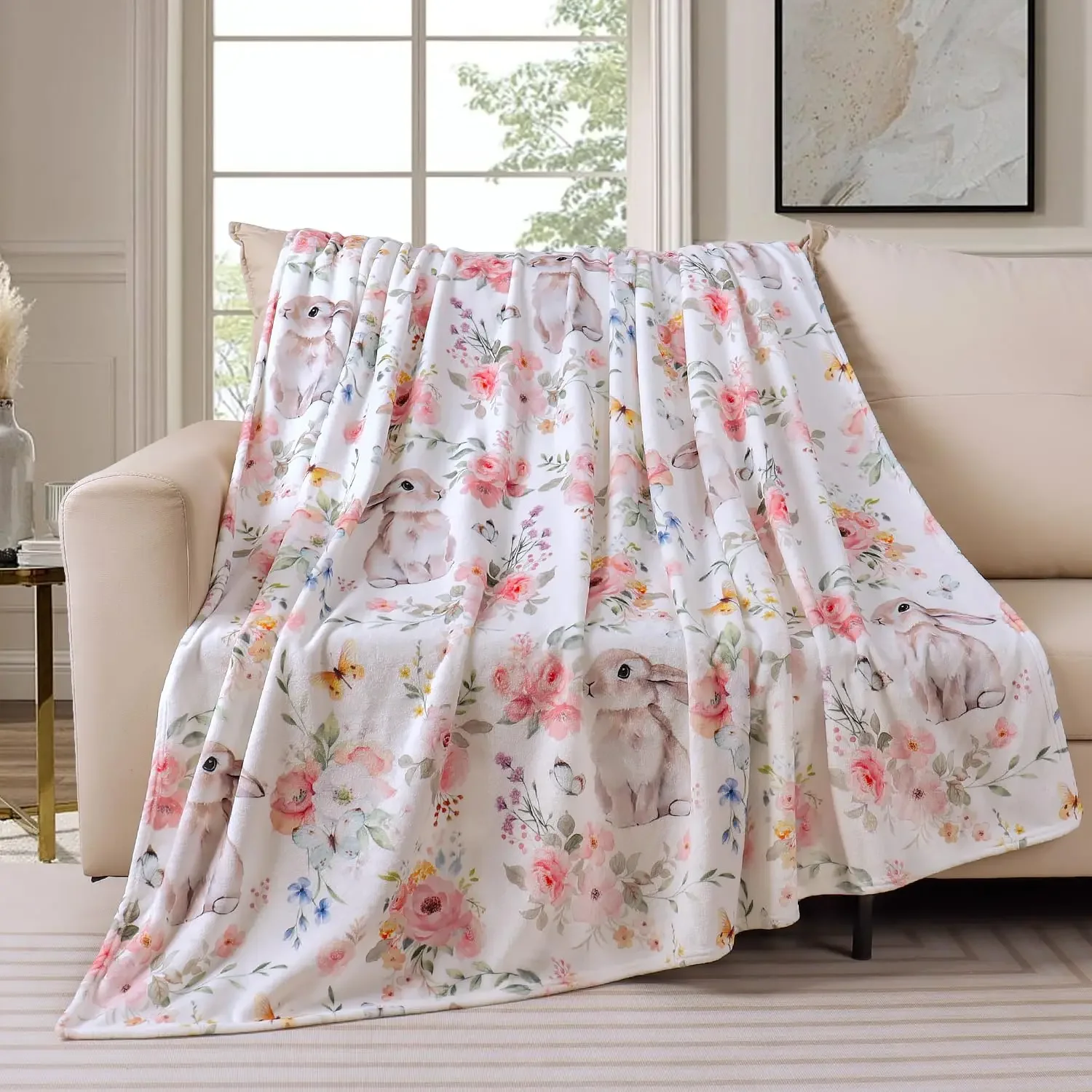 Hummingbird Wisteria Blanket Floral Printed Throw Blanket Cozy Soft Bedspread For Bed Sofa Couch Travel Blanket