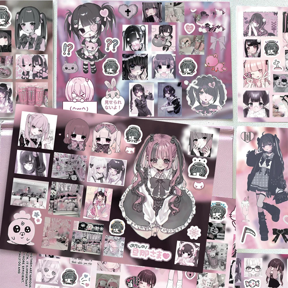 8 Stück Anime Gothic Lolita Mädchen Aufkleber für Vintage Scrapbooking Material Bastelbedarf – Detail 3