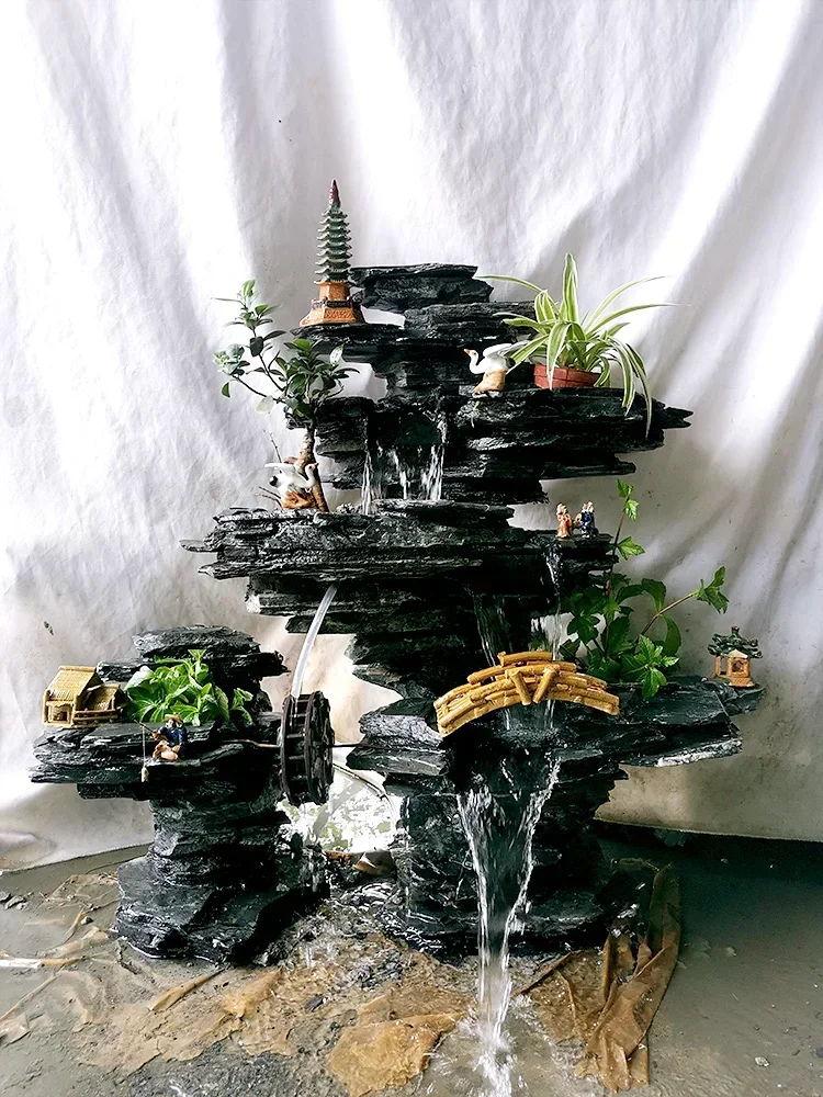 Real Stone Courtyard Villa Garden Large Decoration Natural Raw Gemstone Artificial Mountain and Fountain FishPond Landscaping