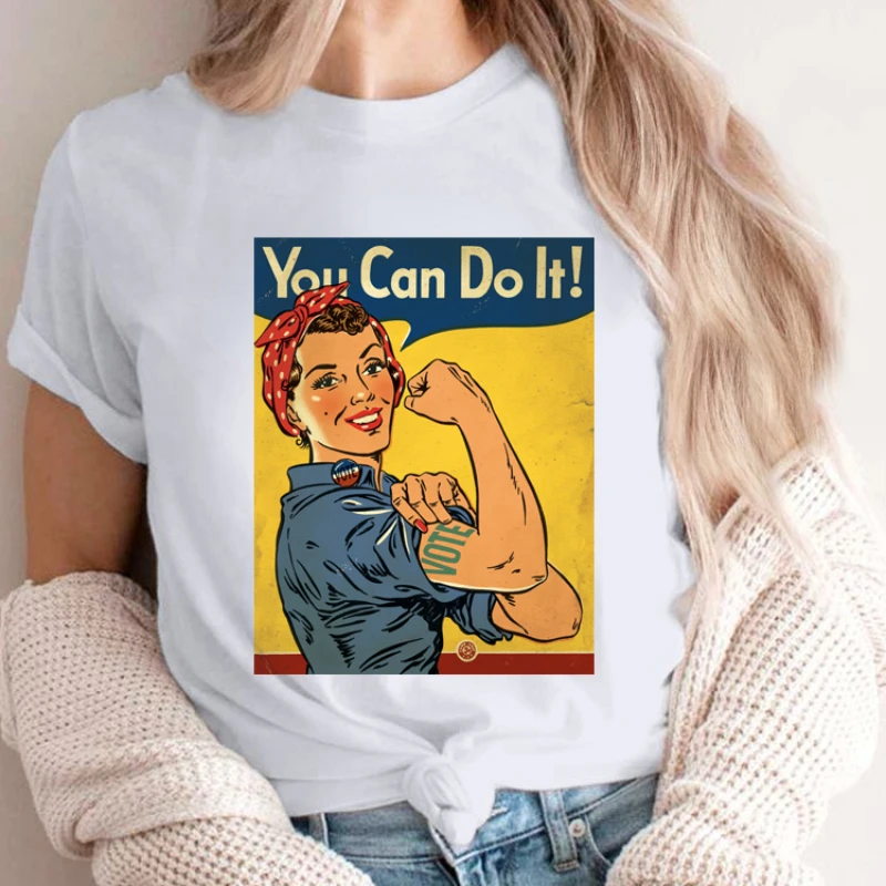 

We Can Do It Letters Print Tshirt Momen Humor Warning Women T Shirt Lovely Camisa Short Sleeve Camisetas Mujer Gothic Y2k Tops