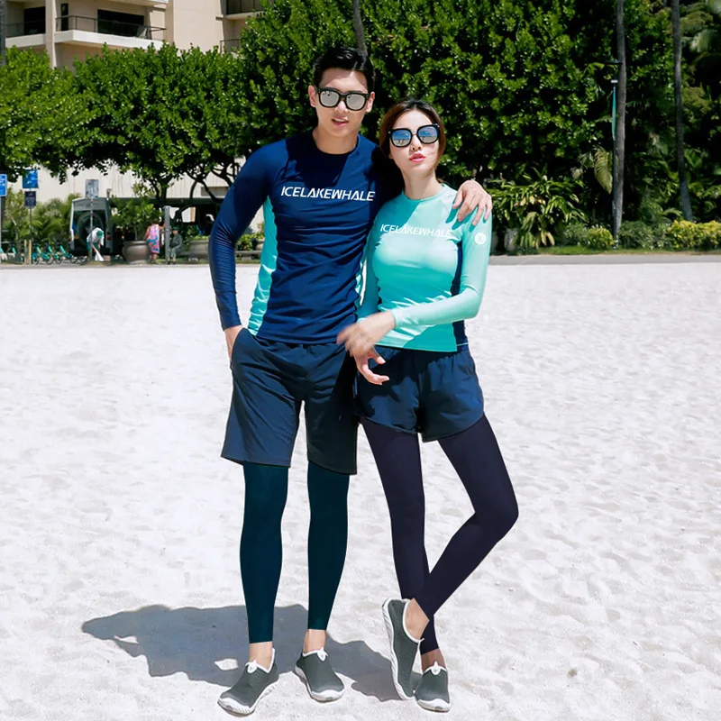 Korean Rashguard Couple Diving Suit Men's Women's Jellyfish Floating Suit Conservative Long Sleeve Beach Swimwear Holiday Suit