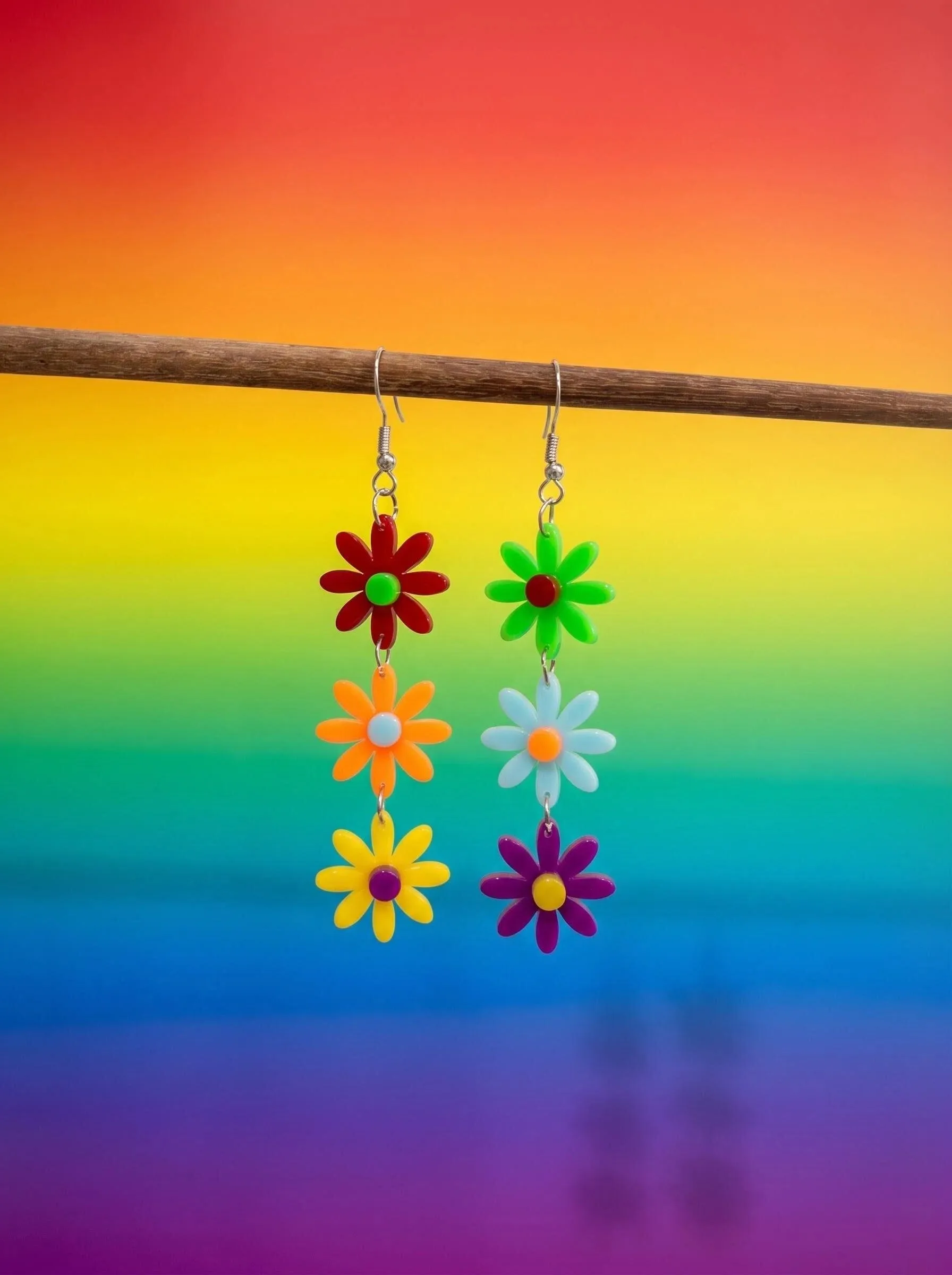 1pair Joyful Celebration Acrylic Rainbow Colors Flower Cloud Drop Earrings for Women LGBT Lover Pride Month Jewelry