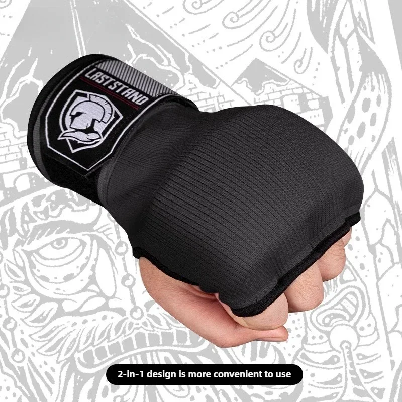 Half finger gel boxing gloves, Thai boxing training bag inner gloves with long wrist band boxing training accessories