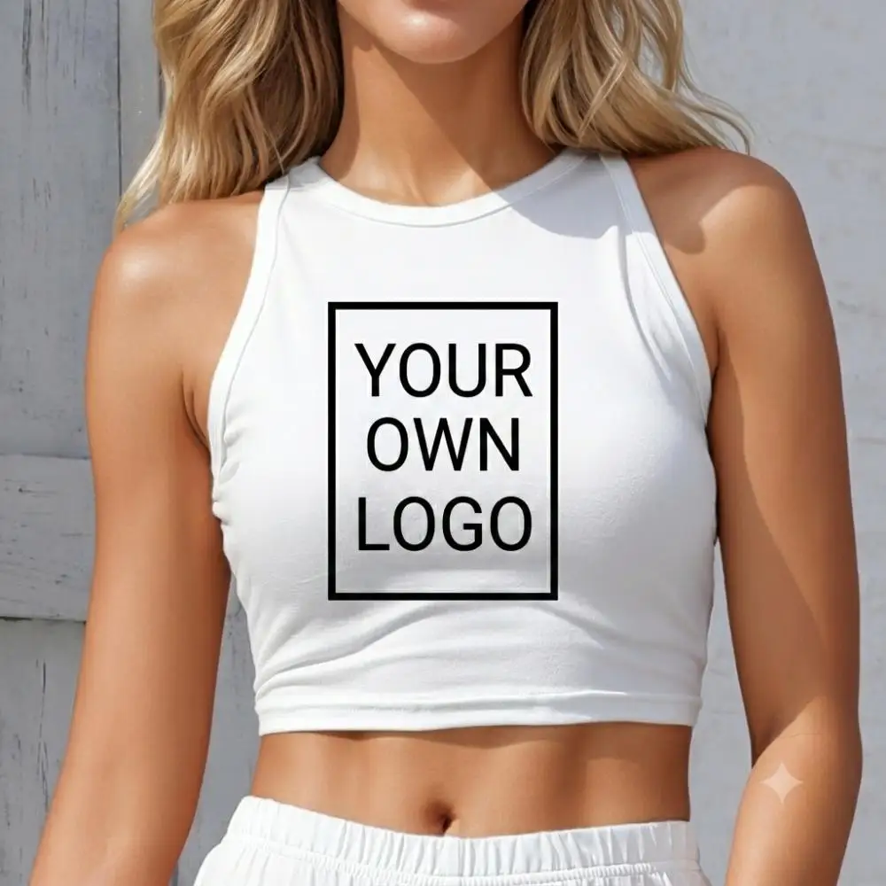 Nadanbao Individuell Anpassbares Logo oder Bild Damen Crop Top DIY Y2K Sexy Slim Kurzes T-Shirt Maßgeschneidertes Sommer Ärmelloses Oberteil – Detail 5