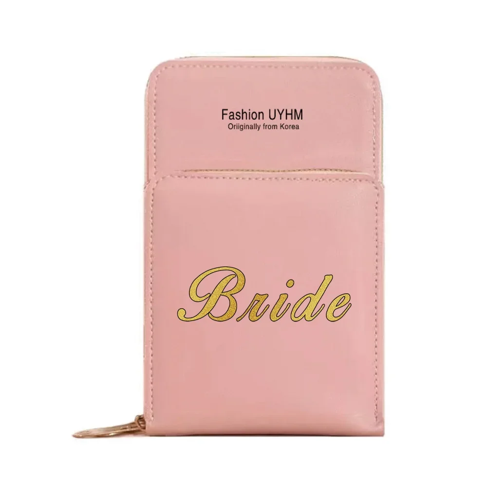Universal Mobile Phone Bag With Touch Screen Women's Bag PU Leather Wallets Card Holder Shoulder Crossbody Pouch Bride Pattern