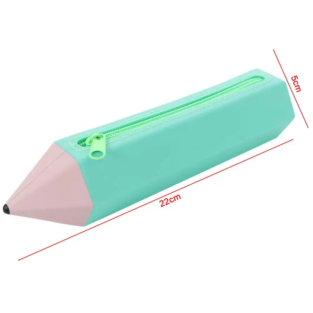 Easy To Clean Silicone Pencil Case Convenient Carry Soft Material Pencil Shape Bag Zipper Closure Lightweight Soft Pencil Case