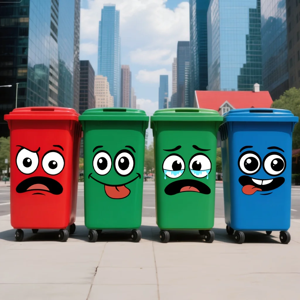 Adesivos de pvc com rosto de desenho animado, 4 unidades, autoadesivos e removíveis para latas de lixo, geladeiras, paredes, banheiros, decorações de festa
