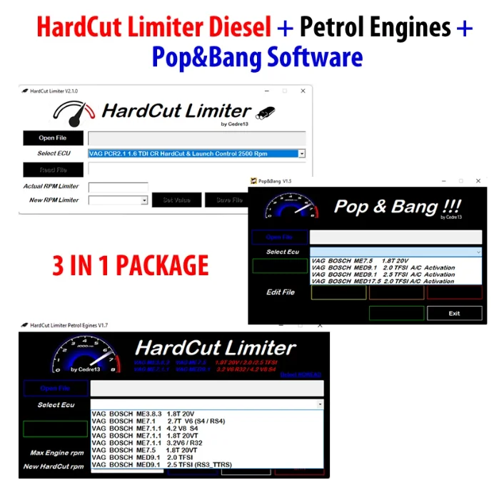 2022 Newest HardCut Limiter Diesel + Petrol Engines + Pop&Bang Software 3 IN 1 PACKAGE