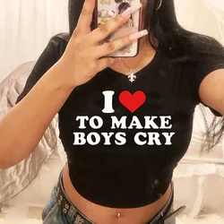 I love to make boys cry trashy vintage crop top mujer cyber y2k estética trashy fairy grunge ropa recortada