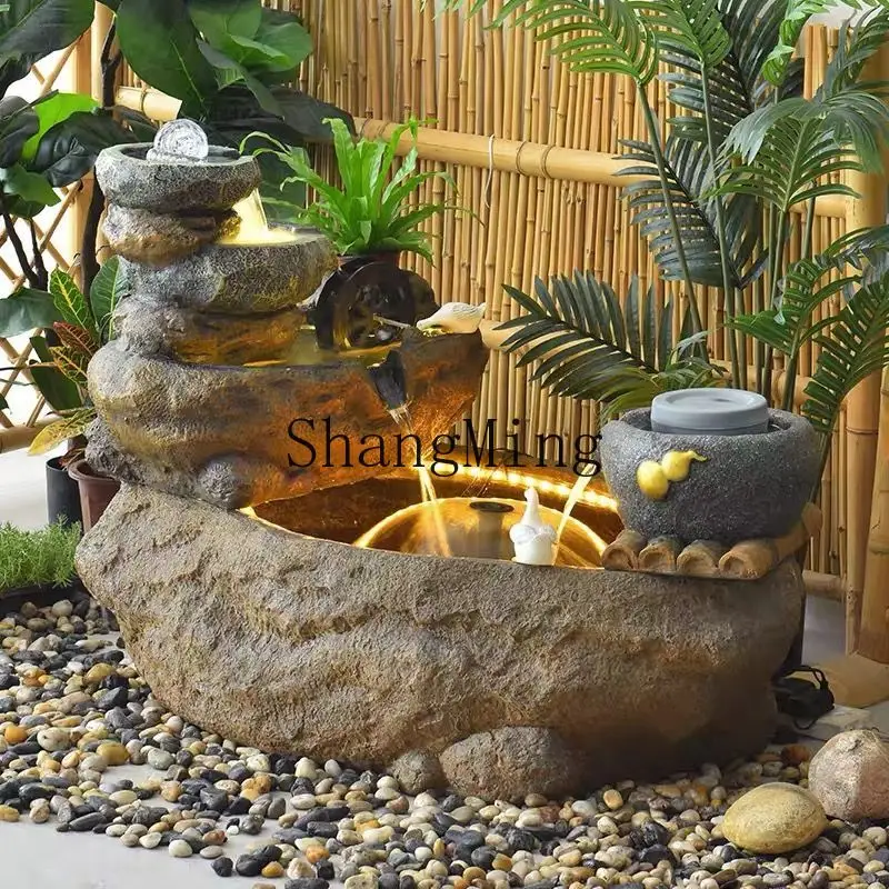 

FG outdoor courtyard running water ornament water fish pond stone trough fountain pastoral humidifier opening gift