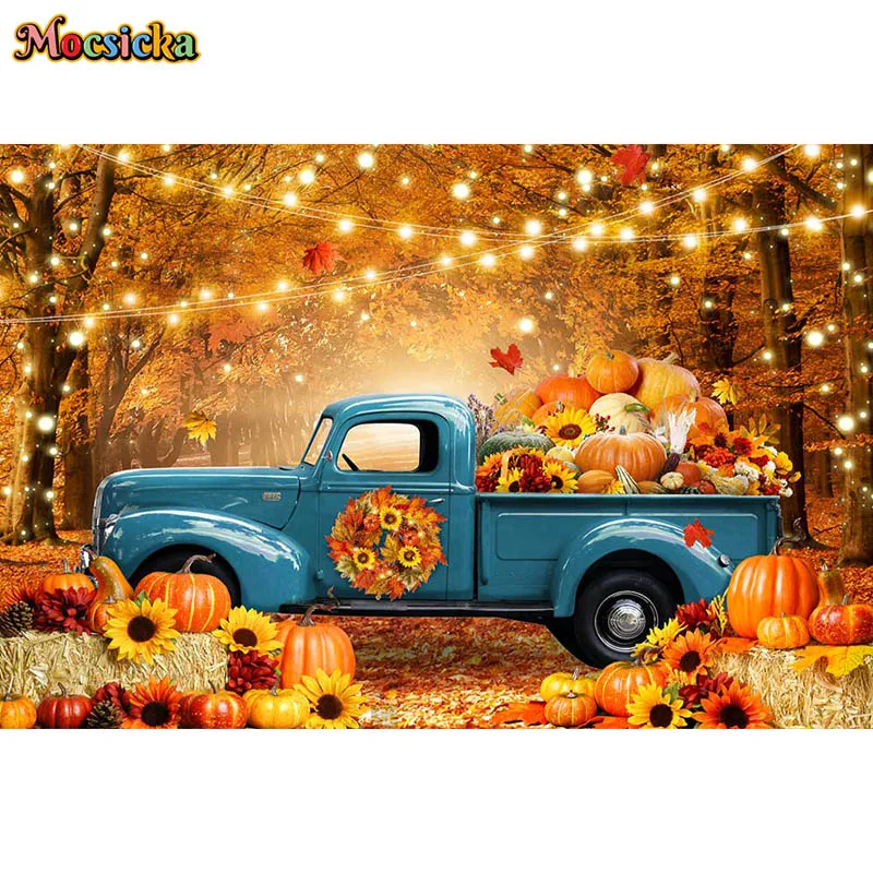 Herbst Ahornblatt Wald Fotografie Kulissen Herbst Thanksgiving Party Banner Kürbis Ernte Kinder Geburtstag Hintergrund Fototermin