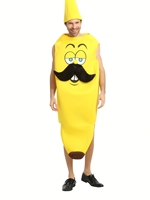 2-Piece Set of Fun Stage Performance Costumes for Both Men and Women, Beard, Banana, Thick Fabric Jumpsuit, Yellow Hat