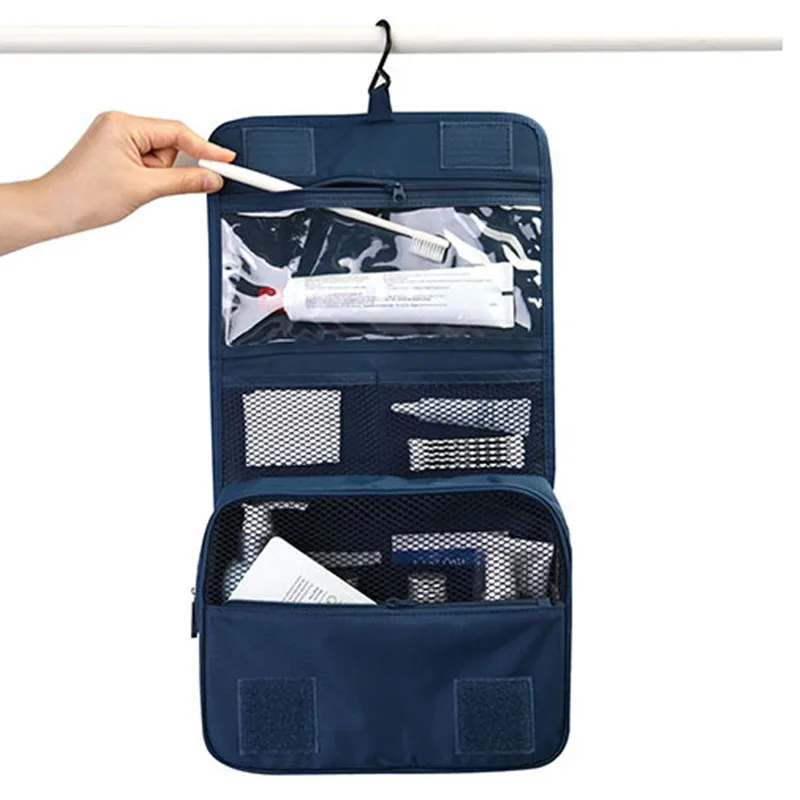Neceser de viaje para hombre y mujer, bolsa de nailon impermeable para maquillaje, almacenamiento de artículos de tocador de alta capacidad, Neceser