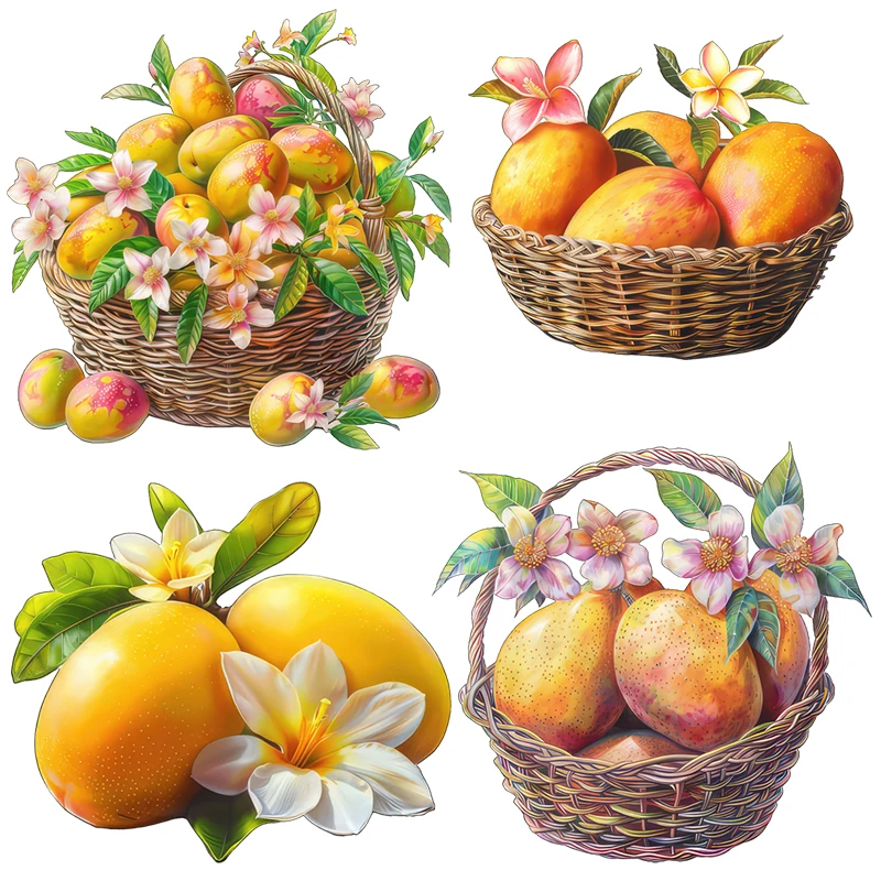 Three Ratels CO106 Fresh Mango Basket Pastoral style cartoon fruit stickers For home decoration