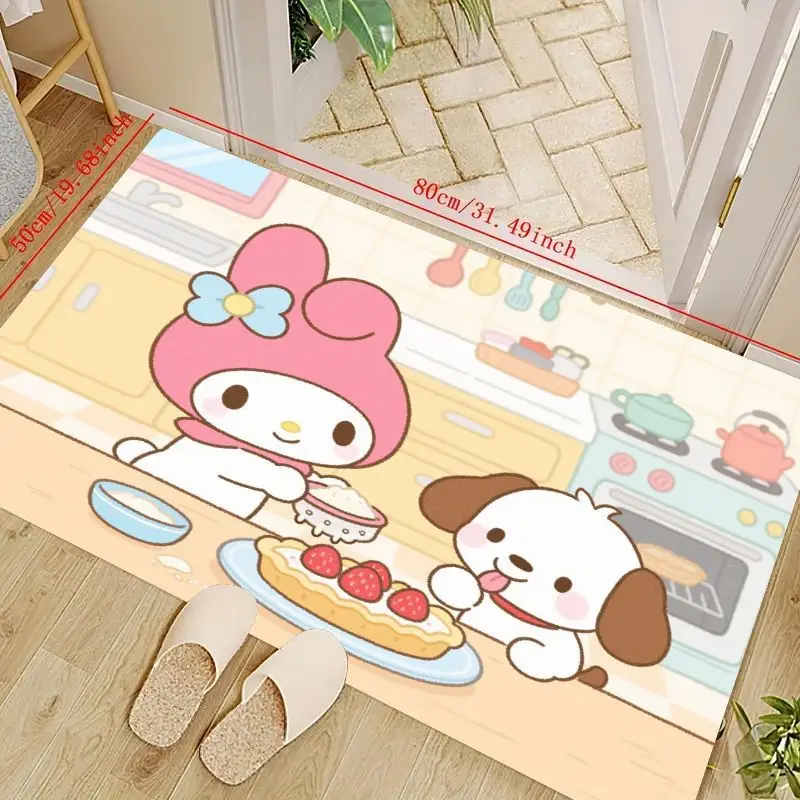 

Милый коврик Sanrio My Melody & Pompompurin для кухонной сцены, нескользящий впитывающий коврик Kawaii с героями мультфильмов для спальни, гостиной