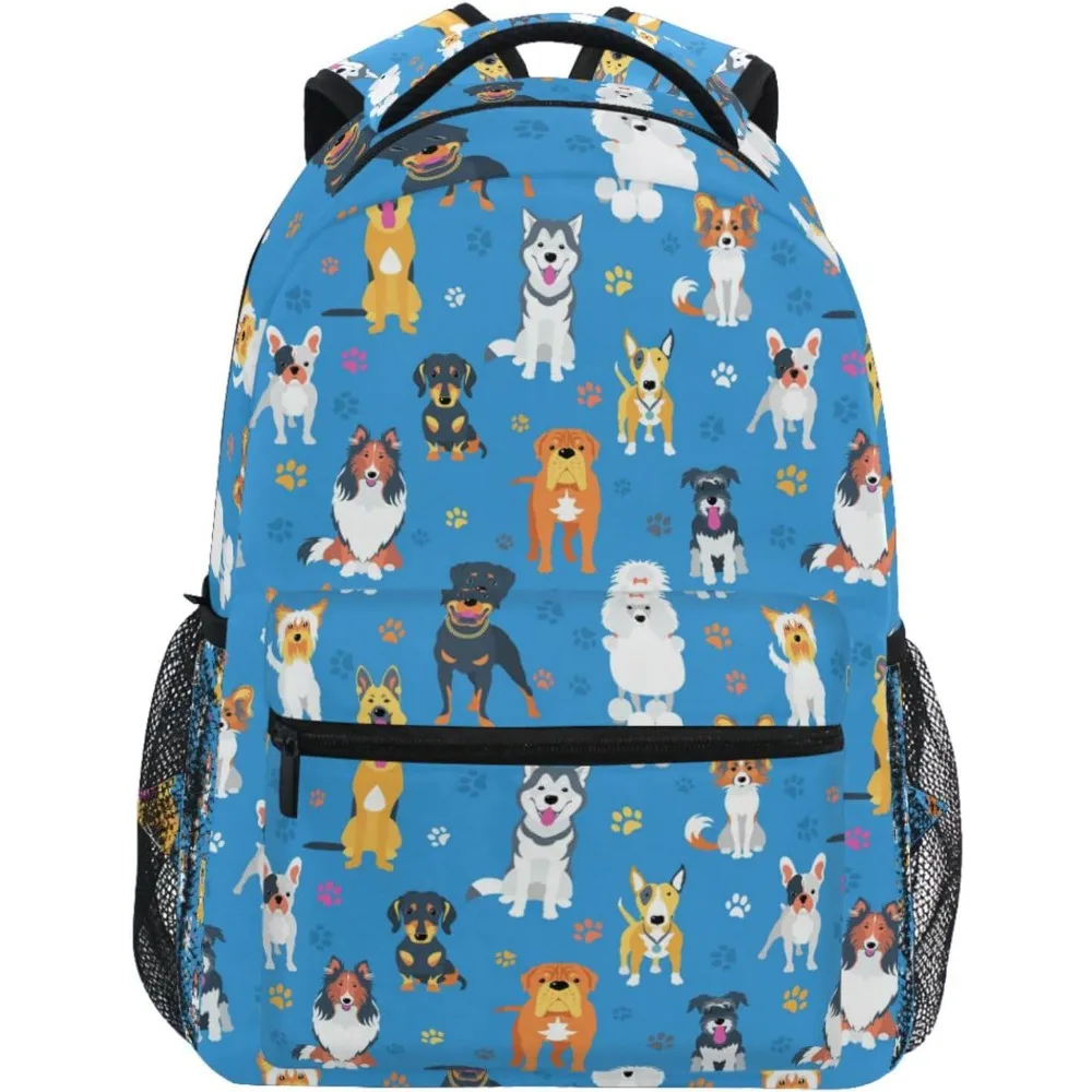 

Back to Campus Hit! Cute Dogs Backpack, Colorful Puppy Pattern, Adorable Bag for Animal Lovers