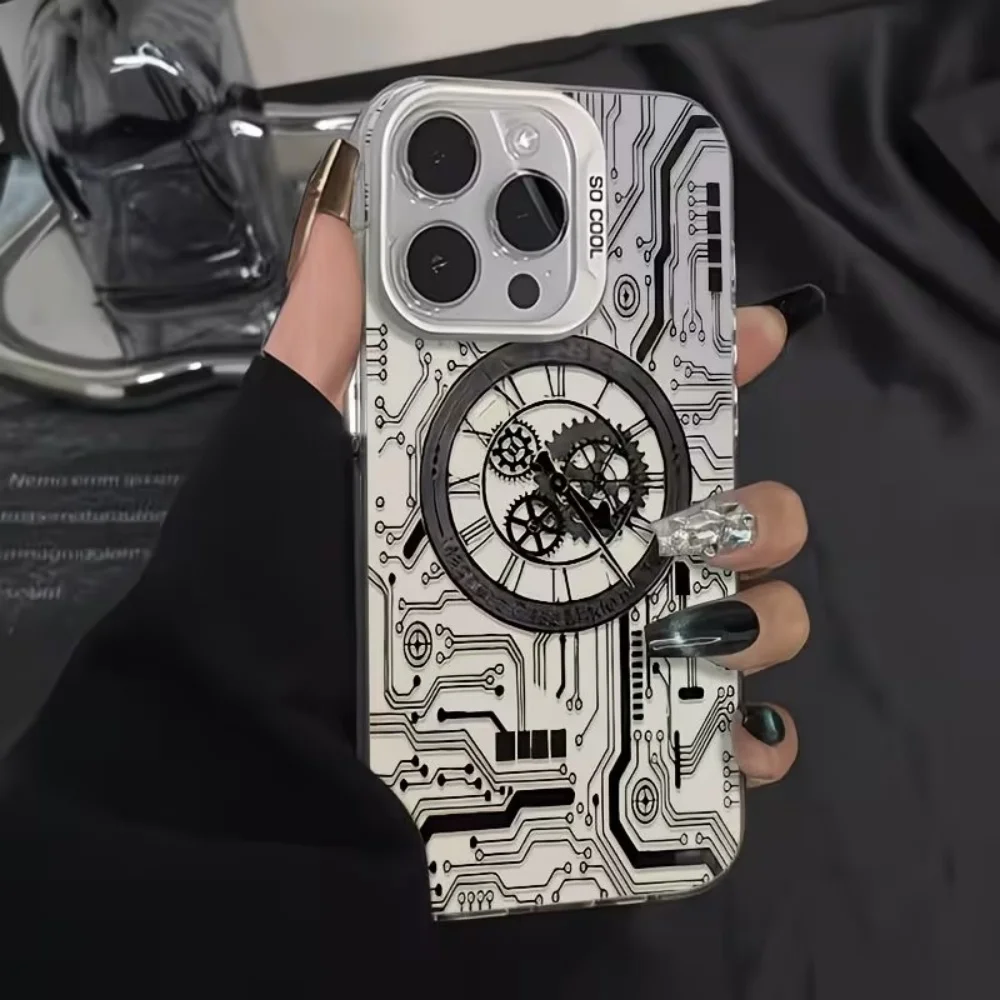 Mechanical Wind Circuit Board Pattern IMD Phone Case For iPhone 17 16 15 14 13 12 11 Pro Xs Max Plus Air Mini XR X 17e 16e Cover - view 6