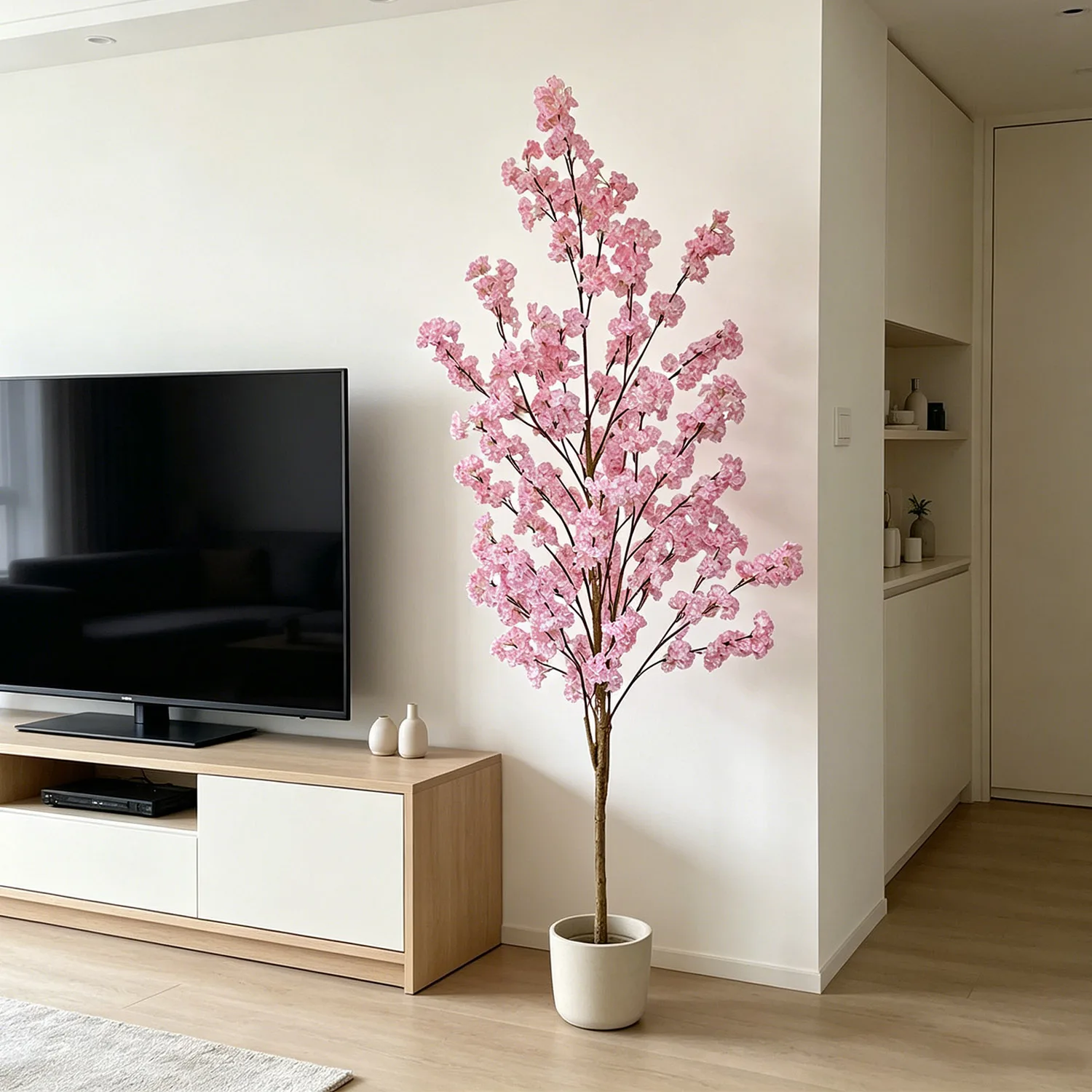 Plante artificielle de fleurs de cerisier de 100-220 cm, arbre de Sakura réaliste, plante artificielle d'intérieur pour la décoration de la maison, du salon ou d'un mariage