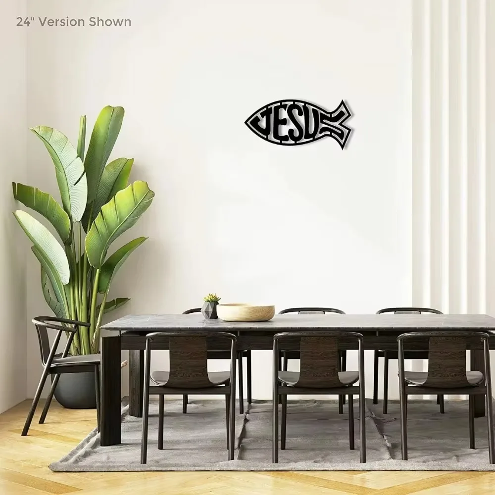 CIFbuy ™   Metall-Jesus-Fisch-Wandkunst – langlebiges Eisen-Ichthys-Symbol-Dekor, spirituelle, stilvolle Skulptur für Wohnzimmer, Kirche, Zuhause