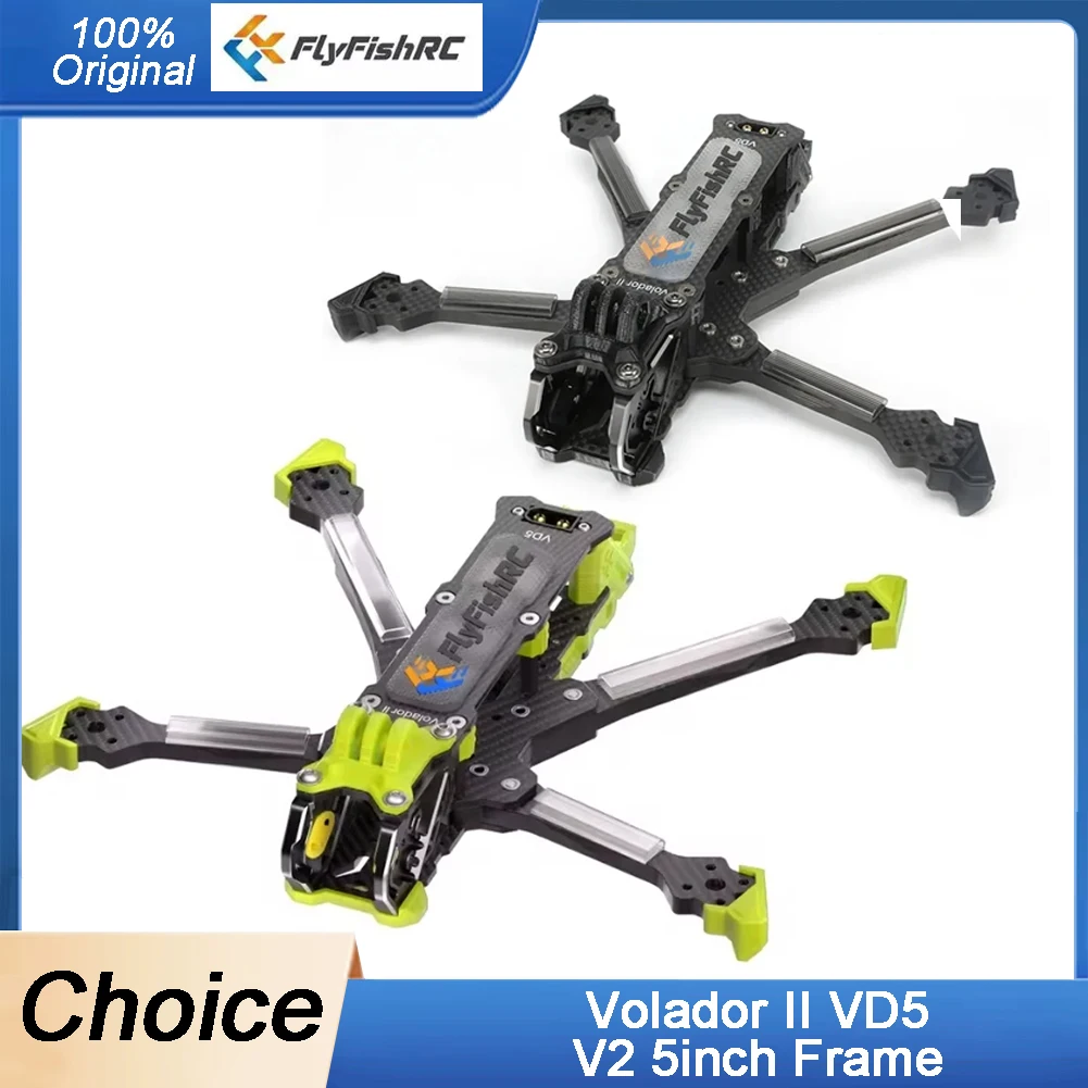 

FlyFishRC Volador II VD5 V2 Deadcat FPV T700 5-дюймовый комплект рамы, совместимый с воздушным блоком DJI O4 для RC FPV Cinematic Drone