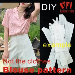 Pattern shop women's retro lapel short-sleeved shirt clothing cutting design drawings 1:1 physical pattern BCY-190