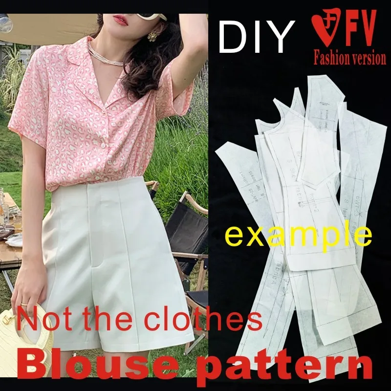 Pattern shop women's retro lapel short-sleeved shirt clothing cutting design drawings 1:1 physical pattern BCY-190