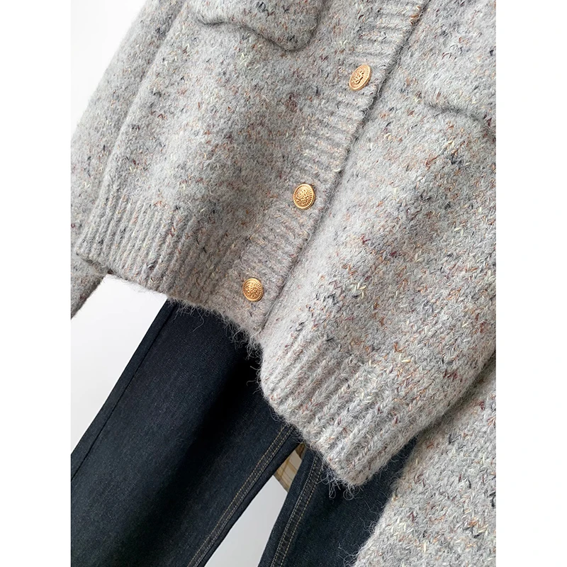 Autumn Women Sweet Sweaters Cardigan Casual Vintage Long Sleeve Elegant Knitted Tops Coat Korean Style O-Neck Lady Cardigane