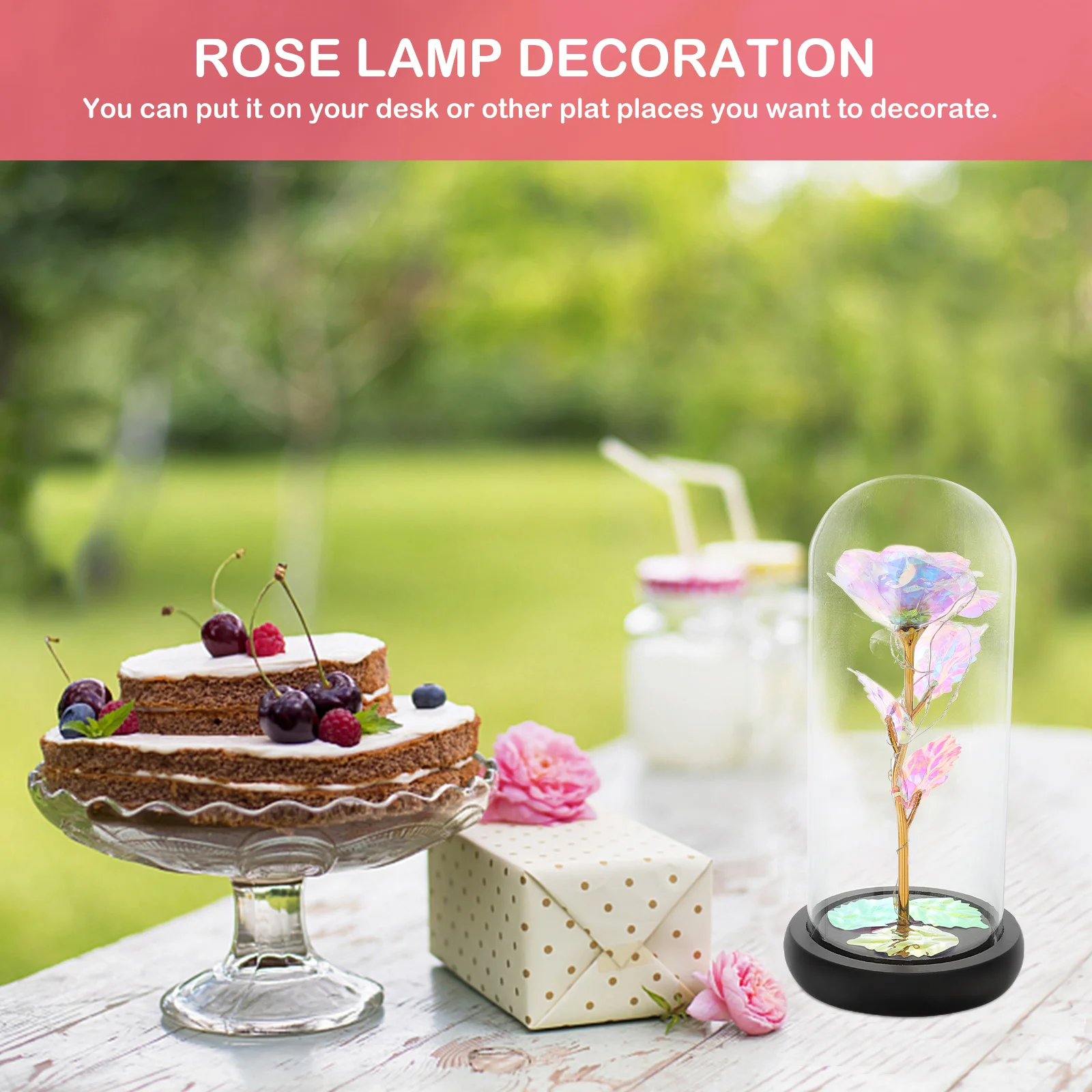 

Gold Foil Rose Ornament Glass Cover Night Lamp Home Decoration Creative Rose Lamp Decoration Fashion Ornament Craft