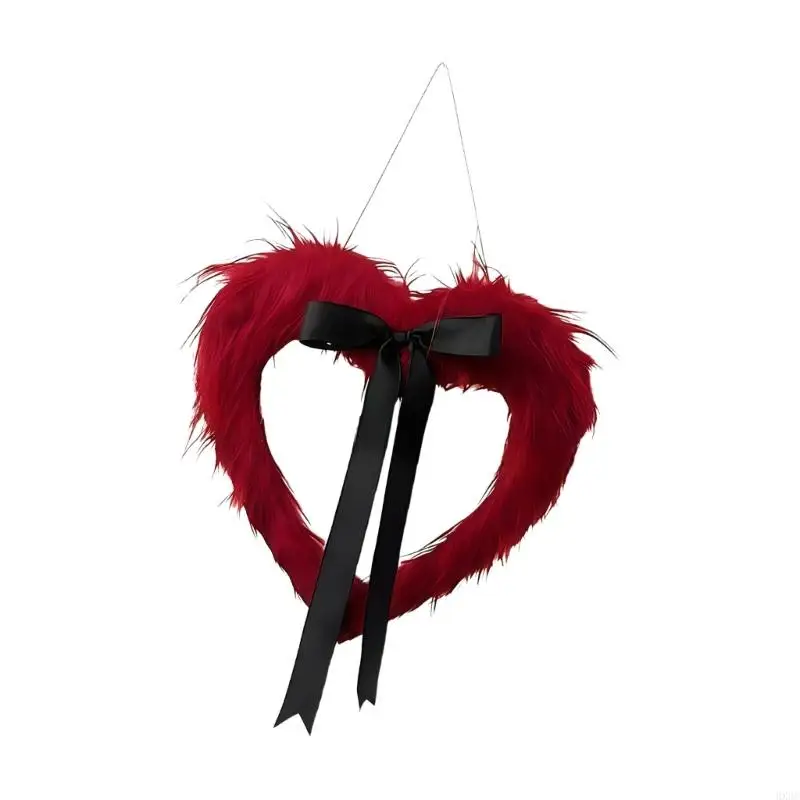 Valentine's Day Wreaths Heart Wreath for Front Door Valentines Heart Wreath for Anniversary Wedding Dinner Decors HX6C