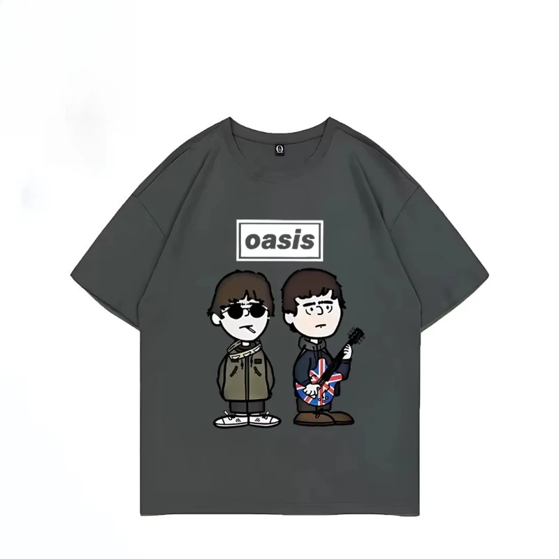 Koszulka męska/damska z krótkim rękawem, bawełniana, letnia, w stylu vintage, hip-hop, streetwear, z grafiką zespołu rockowego O-Oasis Live 25 Punk.