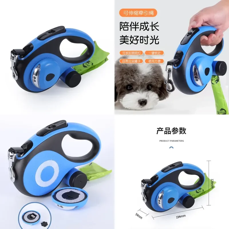 Retractable Dog Leash Luminous Pet Walking for Small Medium Dogs Auto Locking Chain