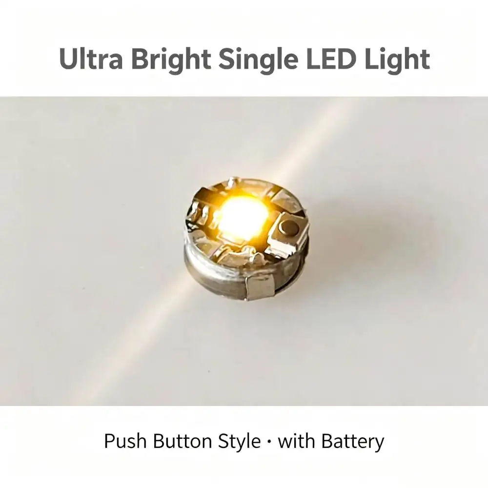 3pcs Push Button Mini LED Light with Coin Battery, Ultra Bright Wireless Micro Lamp for Diorama Dollhouse Model DIY Crafts