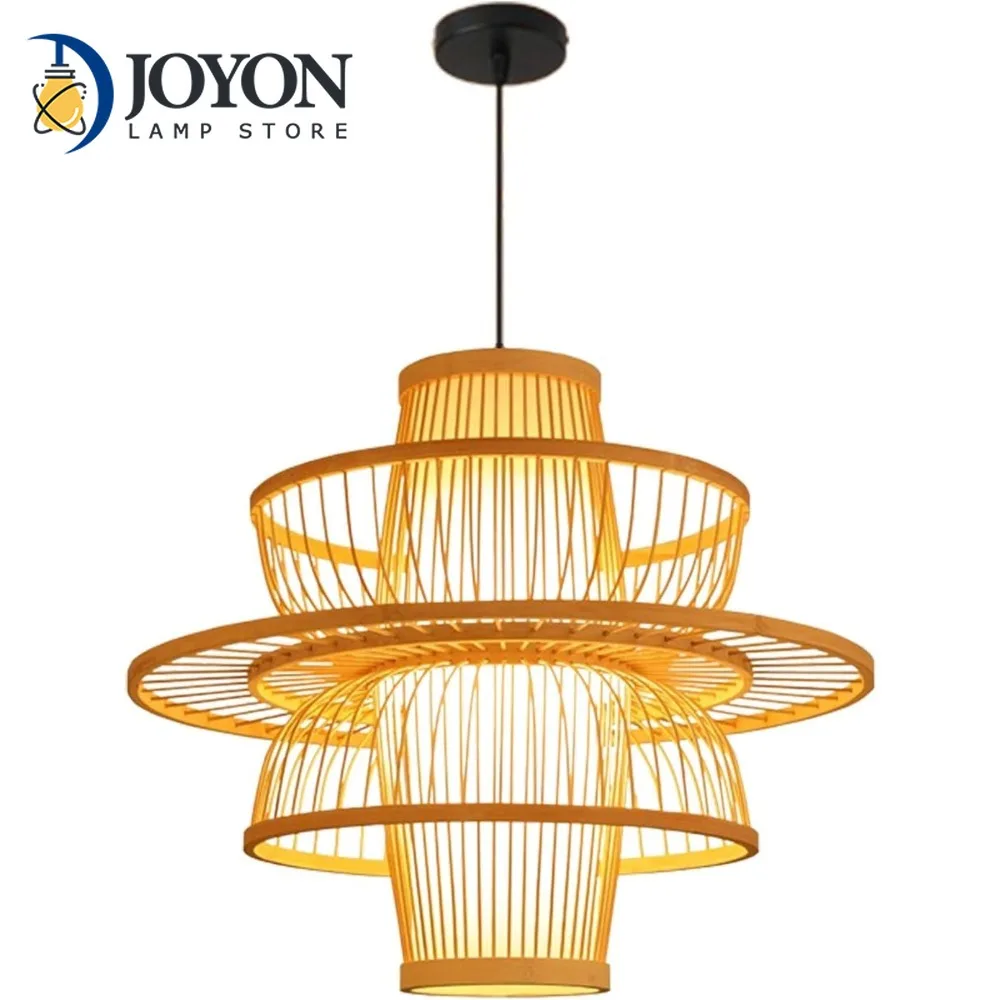 

Chinese Style Handmade Bamboo Pendant Light Natural Wicker Rattan Hanging Lampshade for Kitchen Island Dining Room Living Room