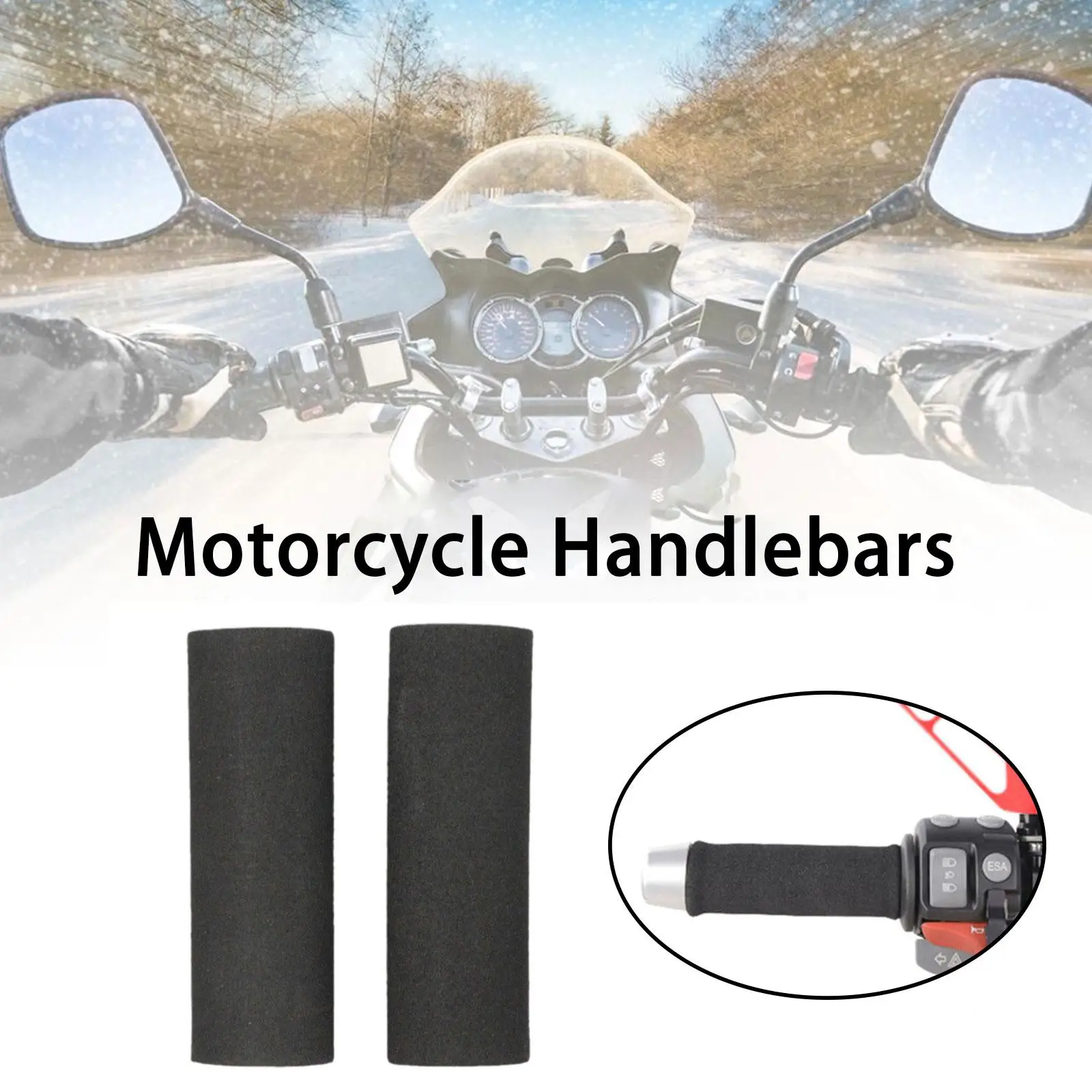 1pair Motorcycle Non-slip Hand Held Sponge Cover Soft Cover Handle Anti-uv Electric Sturdy Handle Comfortable Car Cover L8l3