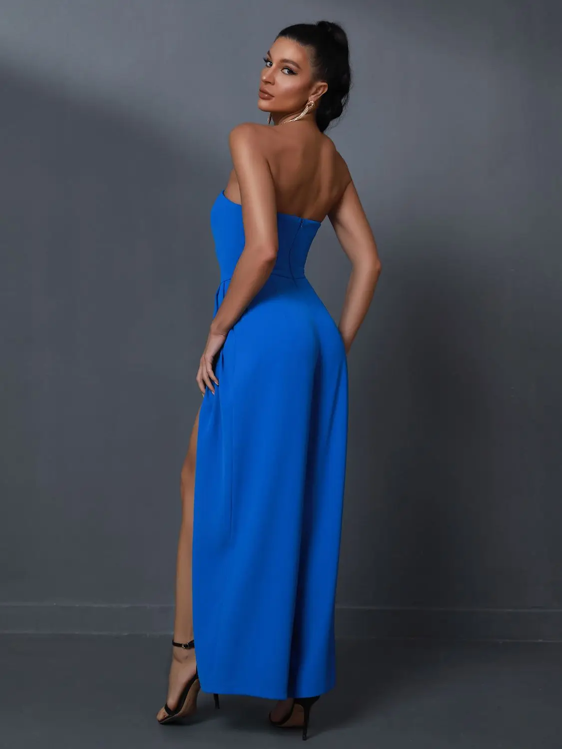 Wijde Pijpen Jumpsuit Dames Zomerfeest Jumpsuit Elegante Blauwe Sexy Strapless Split Avond Verjaardagsclub Outfits 2023