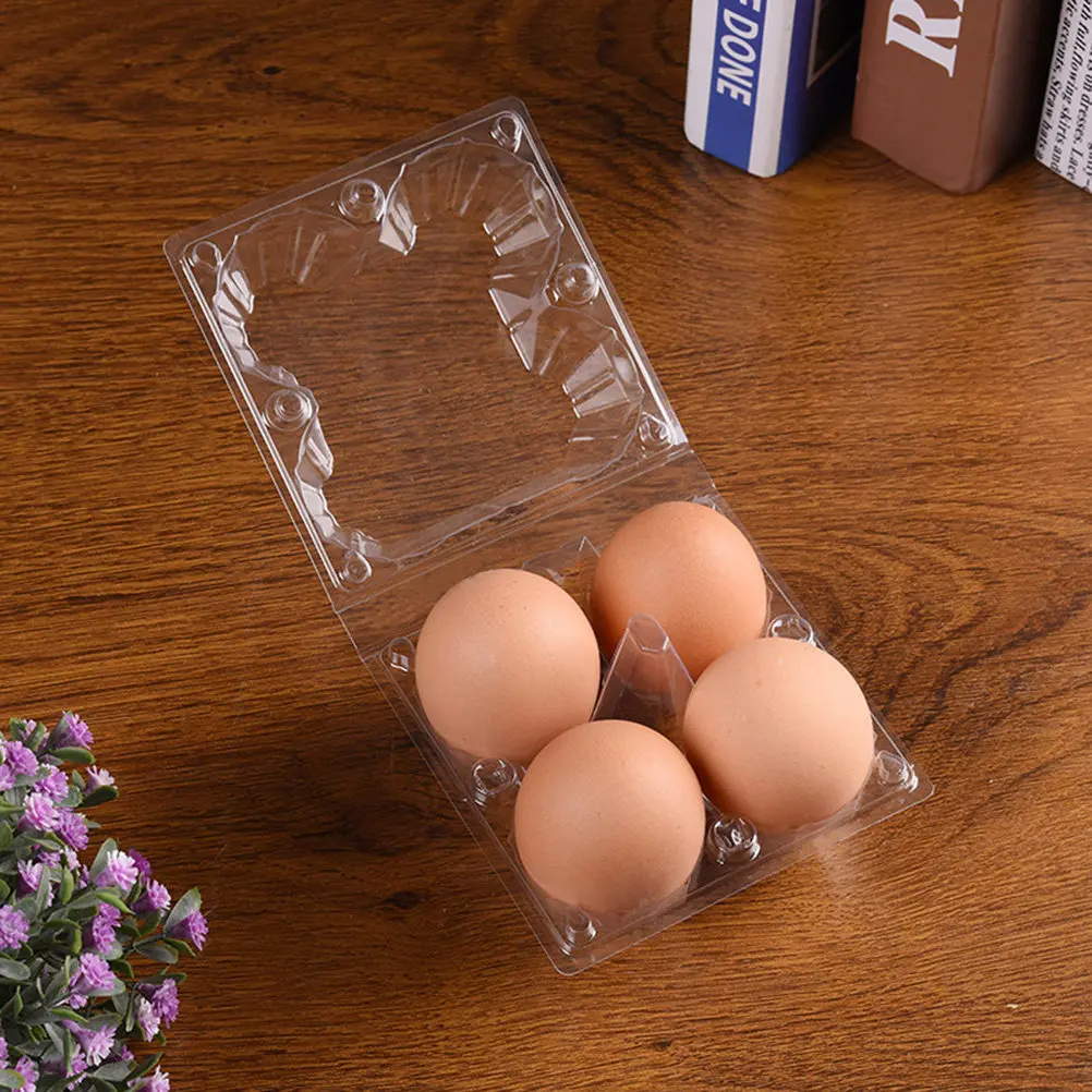 

50Pcs Portable Egg Holder 4 Cell Clear Egg Storage Box Shockproof Design for Fridge Cupboard Outdoor Activity Container