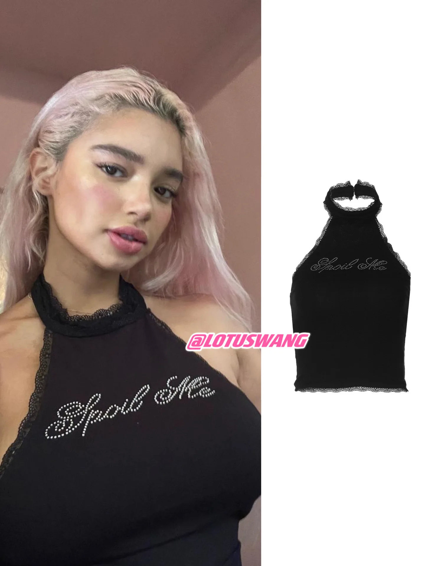 

Модный женский топ с тонкими бретелями, кружевной отделкой, стразами, открытой спиной, высоким воротником, укороченный, из полиэстера