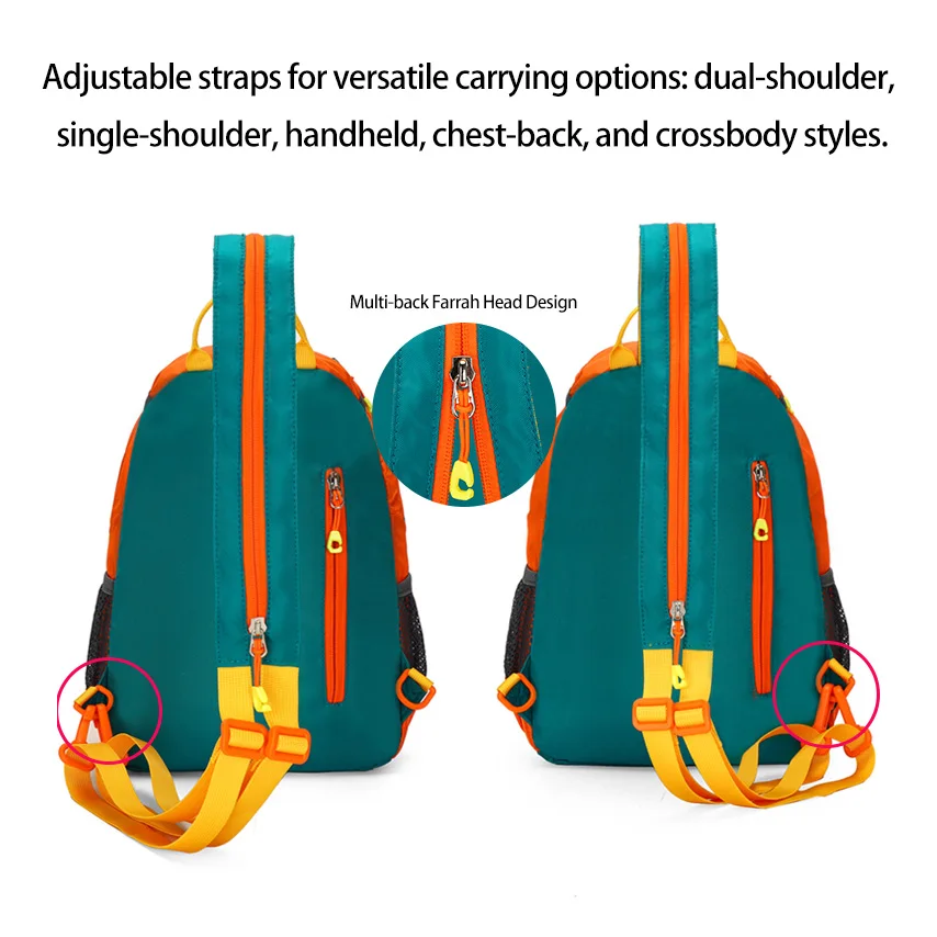 حقيبة ظهر صغيرة أنيقة للجنسين من Colorway للاستخدام الخارجي بسعة كبيرة ومحايدة وخفيفة الوزن من النايلون بتصميم كاجوال متعددة الوظائف