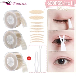 Pegatina Invisible de doble párpado, tira de elevación de ojos, cinta de malla de gasa transparente, pegatinas autoadhesivas, herramienta de cinta para ojos, 600 Uds.