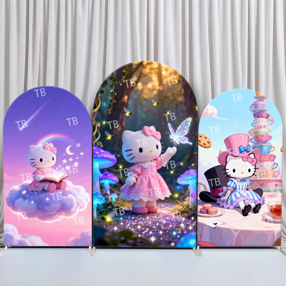 

Sanrio Hello Kitty Magical Fantasy Style Arch Backdrop Cover Enchanted Festive Scene For Kids Birthday Baby Shower Photo Booth