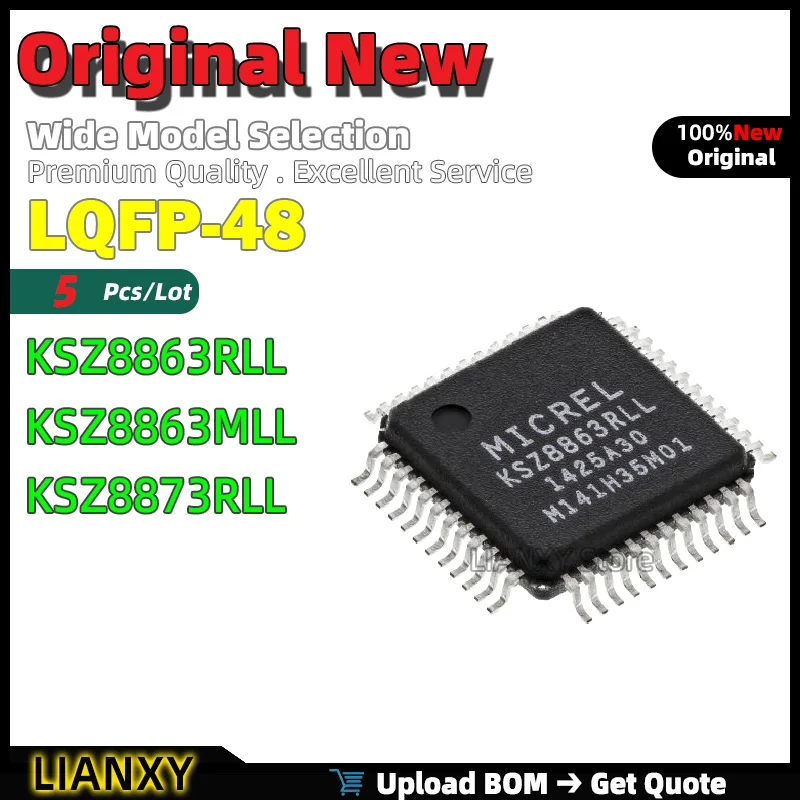 

5pcs LQFP-48 KSZ8863RLL KSZ8863MLL KSZ8873RLL Ethernet Switch New Original