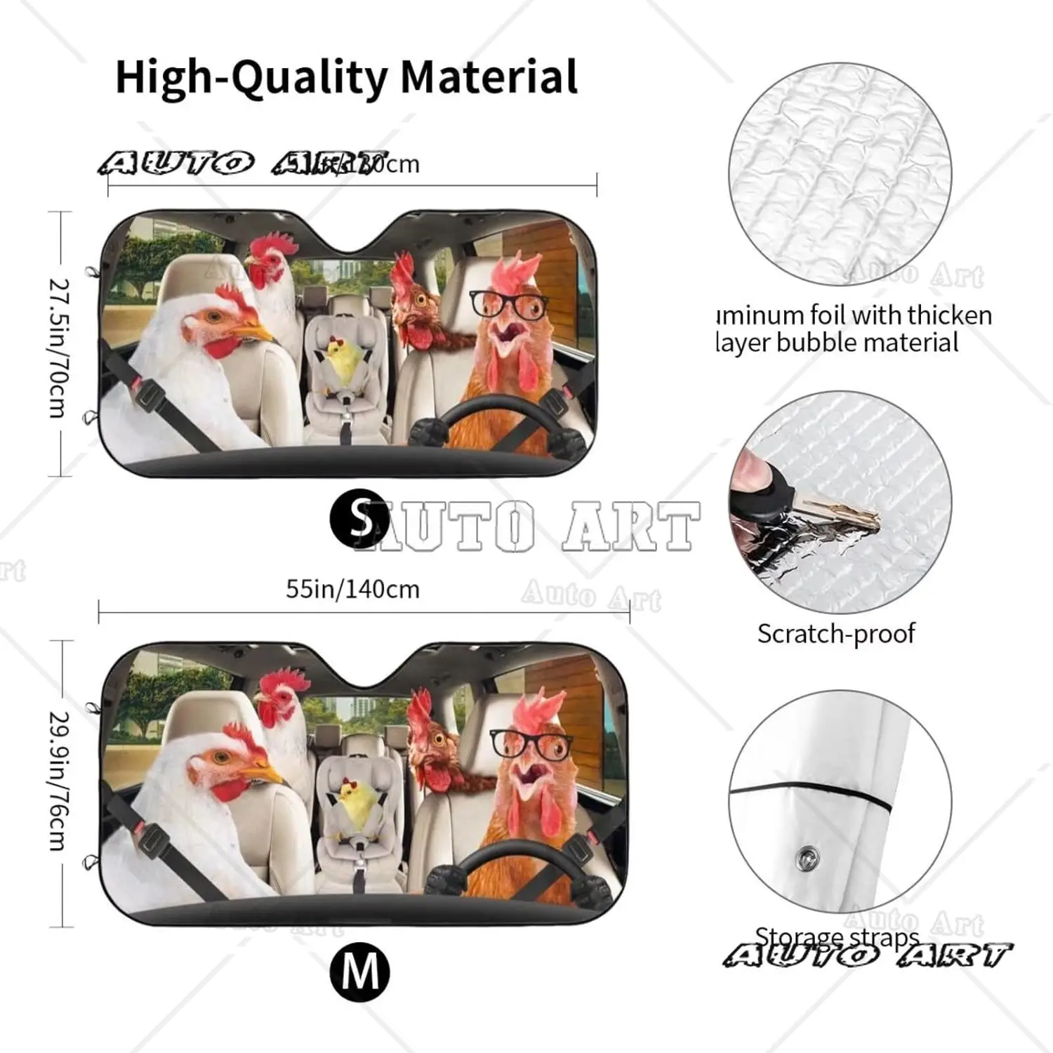 Funny Chicken Front Windshield Sun Shade Farmhouse Anti-Sunlight Automotive Visor Automotive Cover Blocks Protects Vehicle