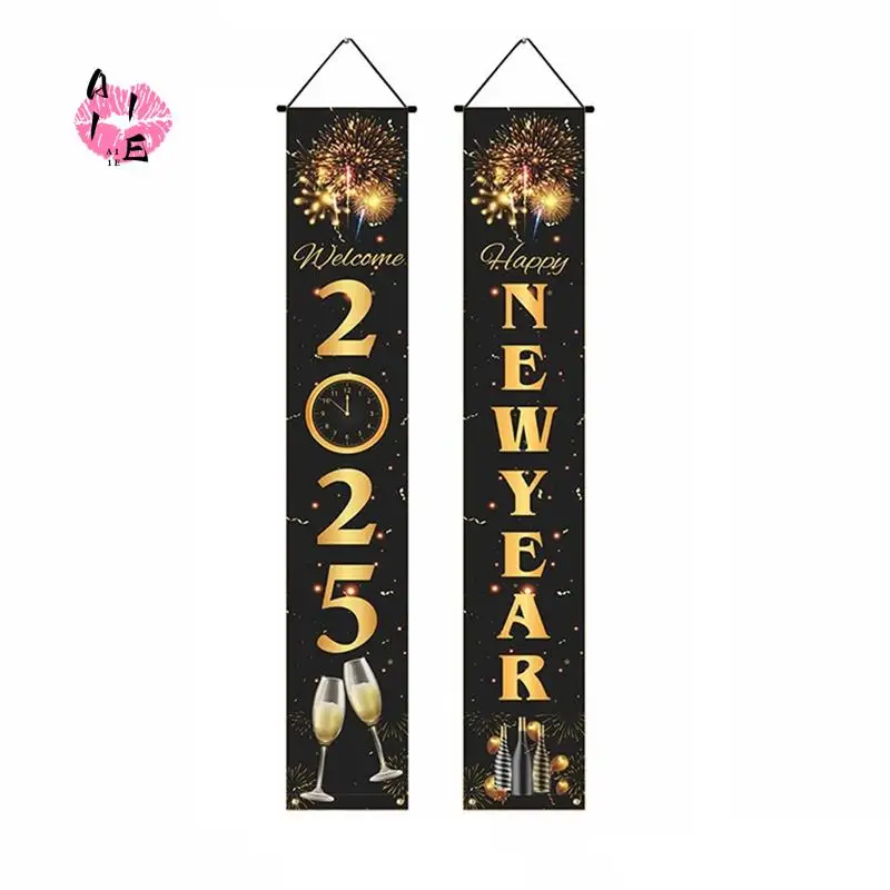 A11E-2025 راية السنة الجديدة زينة معلقة زينة السنة الجديدة مقاطع السنة الجديدة