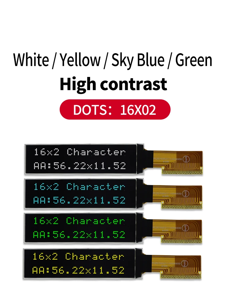Winstar 6800 8080 SPI I2C SSD1311 WEO002002A 5V 2002 أصفر أبيض 202 LCD 20x2 عرض شخصية COG OLED